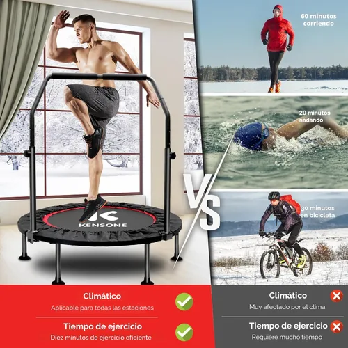Miniatura 6 de KENSONE Trampolín Mini Plegable de 40"/48", Trampolín Interior para Niños y Adultos, Entrenamiento Interior/Jardín, Reboteador de Fitness con Mango
