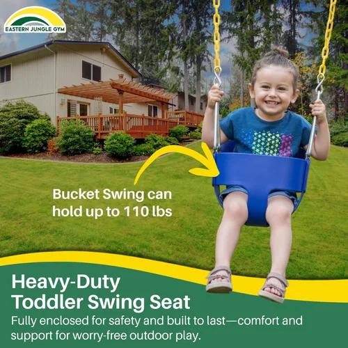Miniatura 2 de Eastern Jungle Gym Asiento de columpio para niño con respaldo alto y respaldo alto Cadenas revestidas totalmente montadas Accesorio de columpio