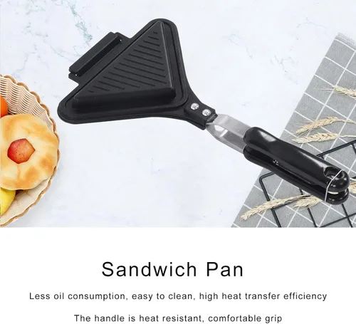 Miniatura 5 de Butty Maker, doble cara rectangular forma butty pan con asa, multifuncional antiadherente a la parrilla panini maker, para cocina y hogar, 13 4 x 7