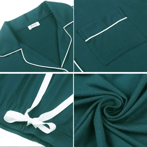 Miniatura 2 de Pijama de bambú ultra suave para mujer, juego de pijama - manga largacon botones.