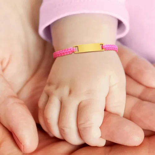 Miniatura 9 de Pulsera de barra para bebé: chapado en oro de 18 quilates, pulsera con placa de identificación personalizada para niños pequeños de mamá, nombre