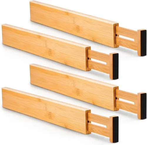 Miniatura 9 de Utoplike - Separadores de cajones para cómoda de bambú, organizadores de cajones ajustables de 4 pulgadas de alto para ropa, de resorte, ideales