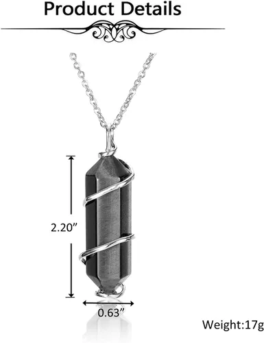 Miniatura 4 de Top Plaza Collar con colgante de piedra de cristal curativo para mujeres y hombres, collares de piedras preciosas naturales envueltos en alambre