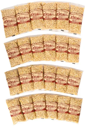Amish Country Popcorn | 24 (Bolsas de 4 Oz) Palomitas de Maíz Baby White | Tradicionales, Sin OMG y Sin Gluten