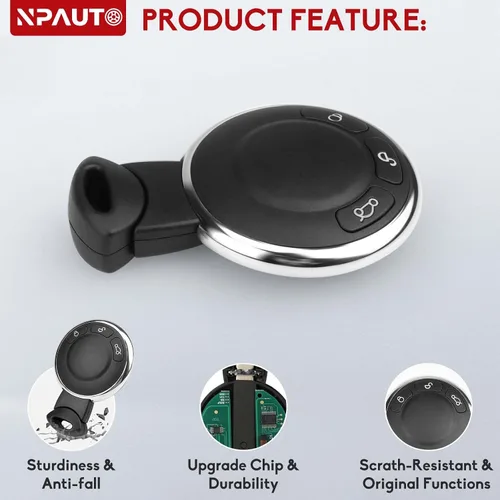 Miniatura 4 de NPAUTO Llavero de Repuesto Compatible con Mini Cooper 2007 2008 2009 2010 2011 2012 2013 2014 - Control Remoto de Entrada sin Llave, Llaveros