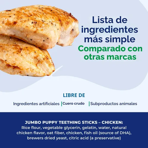 Miniatura 3 de N-Bone Palitos de dentición jumbo para cachorros, golosinas para perros con sabor a pollo, bolsa de 7.28 onzas