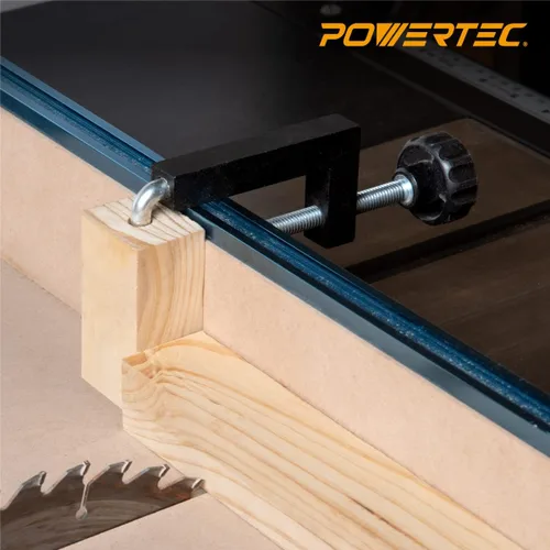Miniatura 6 de POWERTEC Abrazaderas universales para valla para carpintería, compatibles con sierra de mesa, sierra ingletadora, mesa de prensa de taladro