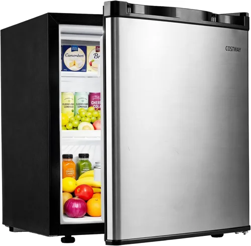 Miniatura 12 de COSTWAY 1.7 Cu.Ft Mini Fridge, Compact Refrigerator w/Chiller Compartment, Adjustable Thermostat, Reversible Single Door & Low Noise, Small