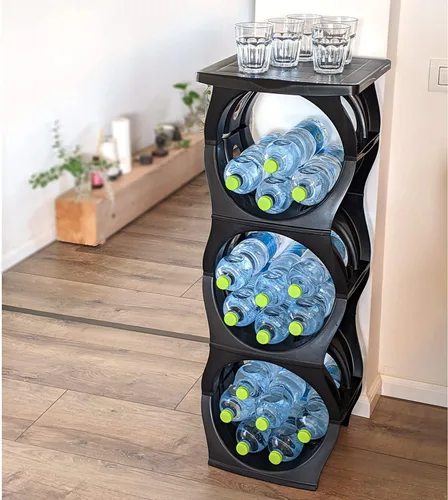 Miniatura 7 de Bariboo Estante apilable para almacenamiento de botellas de agua, organizador de 5 galones, soporte para jarra para organización de cocina, gabinete
