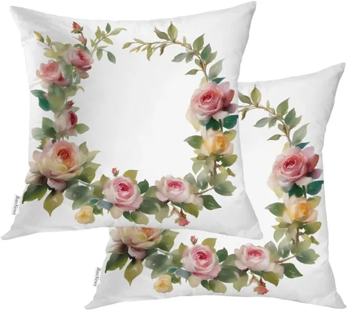 Miniatura 89 de Fundas de almohada con diseño de pinos y pájaros, bayas rojas, hojas de acebo, fondo beige, funda de cojín de mezcla digital, funda de almohada