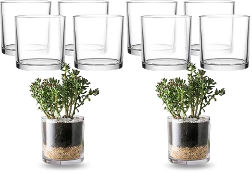 5"X5" Glass Cylinder Vase - WHOLE HOUSEWARES Candle Holder - Decorative Centerpiece Arrangement for Wedding Party Event Home Office Decor - Set of 4
