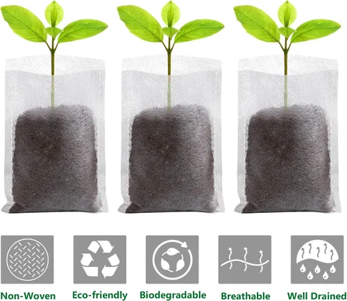 Miniatura 4 de GREANER 200 bolsas de vivero de plantas, 3.5 x 4.7 pulgadas, bolsas de cultivo de plantas de tela biodegradable no tejida, macetas de plantas