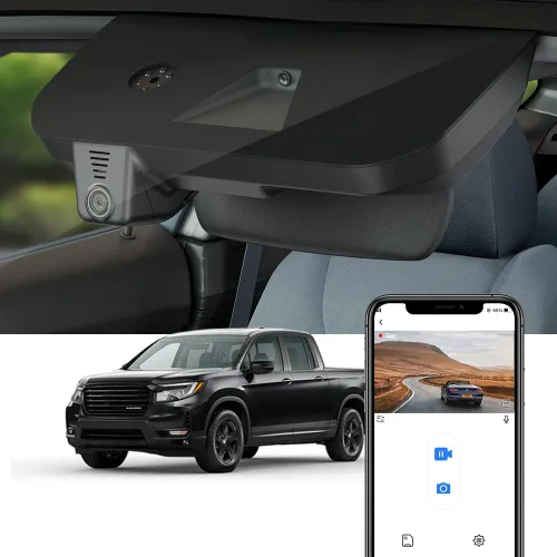 Miniatura 8 de Fitcamx Cámara de tablero delantera 2K+trasera 1080P para Honda Ridgeline RT RTS RTL Trail Sport Black Edition (DZ-0337), aspecto OEM, video HD