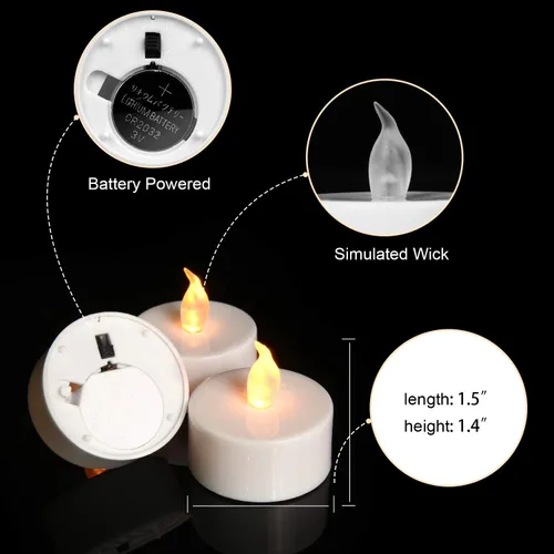 Miniatura 7 de Dura 2 veces más velas sin llama [50 unidades, pilas incluidas], velas de té realistas, velas brillantes parpadeantes, velas sin perfume que
