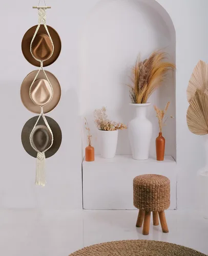 Miniatura 5 de Percheros para Sombreros Colgadores de Sombreros para Pared, Organizador de Sombreros Bohemio para Colgar en la Pared Exhibición de Sombreros