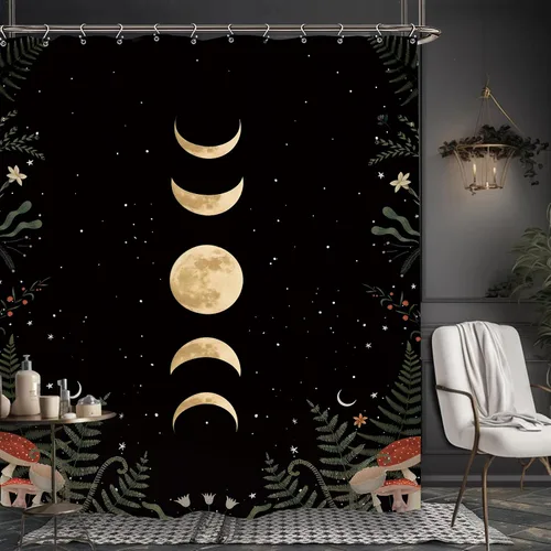 Miniatura 14 de Cortina de ducha gótica del zodiaco con fases lunares, constelación, astrología, galaxia, misteriosa, tarot, bruja, estética, 60 pulgadas de ancho