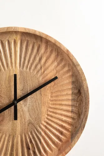 Miniatura 5 de Kate and Laurel Grear Modern - Reloj de pared redondo sin números, 17 pulgadas de diámetro, madera natural, reloj decorativo de madera tallada