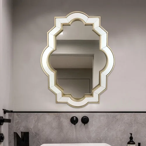 Miniatura 6 de Espejo festoneado dorado, espejos decorativos rectangulares grandes para decoración de pared, marco montado en la pared, espejo de latón, tocador