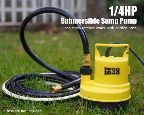 Miniatura 5 de Bomba sumergible de sumidero 1/4 HP 1500 GPH Bomba de agua termoplástica eléctrica portátil de transferencia con cable de 10 pies para piscina