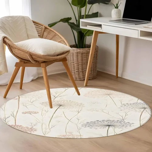 Miniatura 5 de Area Rug, Dandelion Retro Leaves Non-Skid Rubber Backing Large Rectangle Rugs - Living Room Bedroom Home Office, Farmhouse Botanical Watercolor