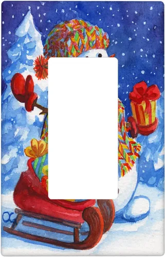 Miniatura 12 de Cubierta de interruptor de luz dúplex de 1 banda, cubierta decorativa de Navidad con copos de nieve rojos, placa frontal decorativa para cocina