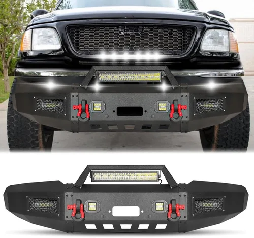 Miniatura 24 de BESTZHEYU Parachoques delantero compatible con F250 F350 F450 2017 2018 2019 2020 2021 2022 con placa de cabrestante y luces LED