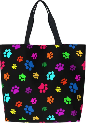 Miniatura 20 de Famame Canvas Tote Bag Large Women Casual Shoulder Bag Handbag Reusable Multipurpose Shopping Grocery Bag
