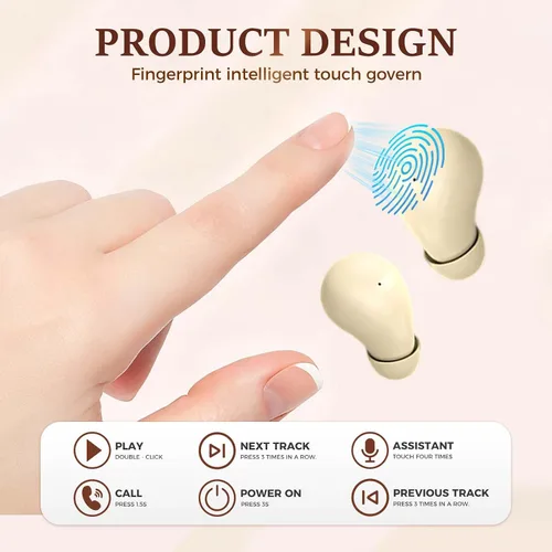 Miniatura 5 de Mini auriculares invisibles Bluetooth 5.4, auriculares con cancelación de ruido 2025 para dormir, cómodos mini auriculares inalámbricos para dormir
