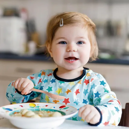Miniatura 5 de Juego de 12 utensilios para niños pequeños, cucharas y tenedores de plástico para niños, cubiertos seguros para niños, cubiertos reutilizables