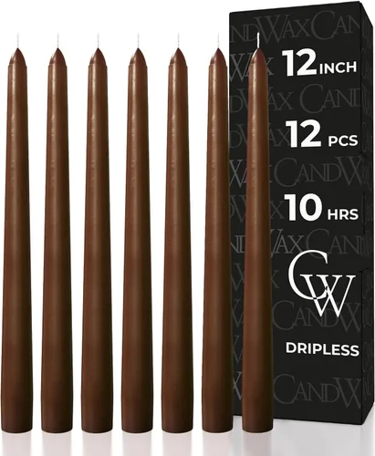 Miniatura 53 de CANDWAX Paquete de 12 velas cónicas rojas – Velas rectas sin goteo de combustión lenta sin perfume de 12 pulgadas – Ideal para mesa de comedor – Rojo
