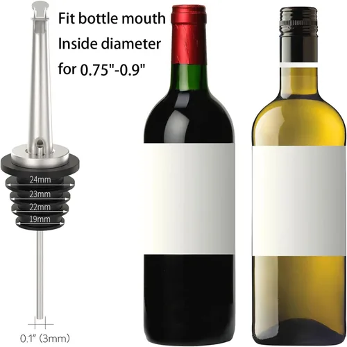 Miniatura 2 de Axe Sickle Juego de 2, 6, o 12 picos vertedores de acero inoxidable, para botellas. Picos de corcho, despachadores de aceite de oliva o licor. Pico