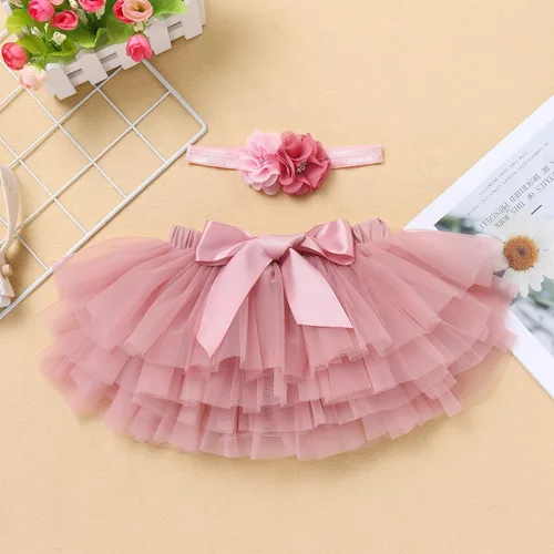 Miniatura 3 de Conjunto de ropa brillante para recién nacidas para niñas recién nacidas, mameluco de princesa + falda tutú + diadema de flores para sesión de fotos