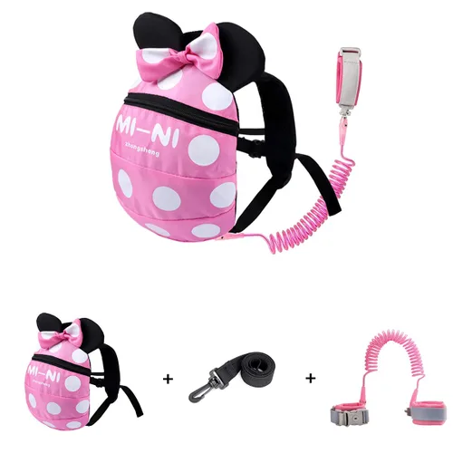 CZSYZCZS Correa para niños pequeños + correa antiperdida para niños, arnés de seguridad para niños y niñas, pulsera para caminar, correa de Rosa