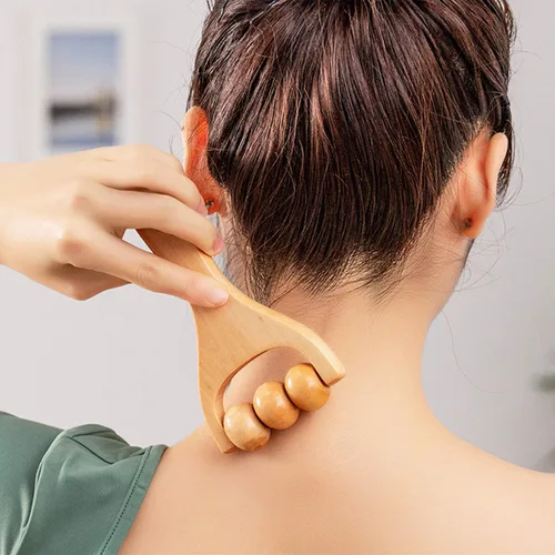 Miniatura 6 de OULIGET Relájese rodillo de bola de masaje, masajeador de cuerpo total de madera multifuncional de mano, herramienta de masajeador de rodillo