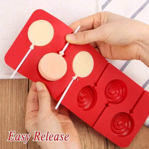 Miniatura 3 de Webake Molde para piruletas con palitos, paquete de 3 moldes para chocolate duro, moldes de silicona con 6 cavidades en remolino