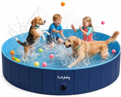 Miniatura 24 de Furrybaby Piscina para perros, piscina infantil plegable de plástico duro para perros grandes, portátil para mascotas, para nadar