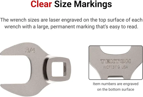 Miniatura 5 de TEKTON WCF95201 - Juego de llaves para racores de 3/8 pulgada con estante, 17 unidades (8-24 mm) Fabricado en EE. UU
