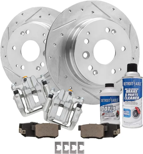 Miniatura 23 de Detroit Axle - Rotores de freno para Ford 2013-2019 Explorer Taurus Flex Lincoln MKT MKS, rotores de freno de disco ranurados perforados de repuesto
