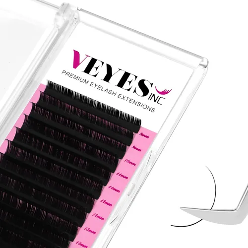 VEYES INC Extensiones de pestañas de volumen clásico 0.03-0.20 J/B/L/C/CC/D/DD rizo 5-25mm bandeja de longitud mixta y única, pestañas de seda