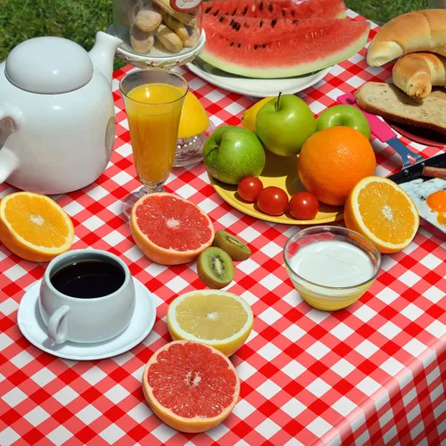 Miniatura 5 de Mantel rectangular desechable de plástico a cuadros, 12 piezas, 54 x 108 pulgadas, 8 pies, impermeable, para picnic, barbacoa, vacaciones, fiesta