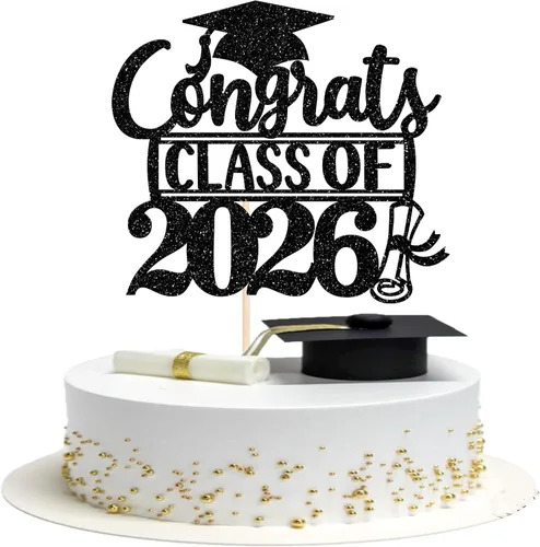 Miniatura 24 de Rsstarxi 1 paquete de 2026 con tapa de graduación 2026, decoración de pastel de felicitaciones graduadas para decoración de fiesta de graduación