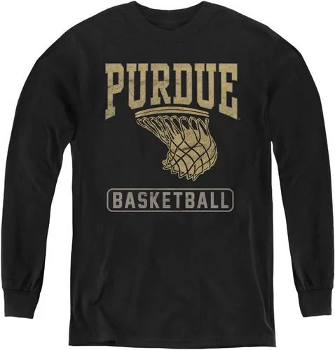 Purdue University Camiseta de manga larga oficial de Basketball Hoops para jóvenes Negro