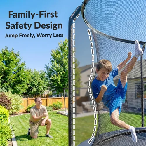 Miniatura 3 de ACWARM HOME Trampoline Outdoor 8FT 10FT 12FT 14FT 15FT 16FT Trampoline with Basketball Hoop and LED Lights, Recreational Trampolines for Kids and