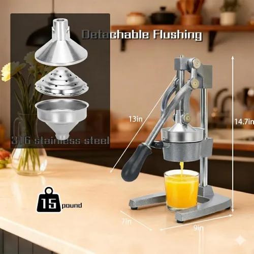 Miniatura 3 de Exprimidor de hierro fundido, exprimidor de hierro fundido resistente para exprimir jugo fresco de naranjas, limones, granadas, sin esfuerzo