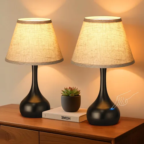 Miniatura 10 de Lámpara de mesa táctil para dormitorio, 1 paquete, lámpara de noche regulable de 3 vías para mesita de noche, lámpara de escritorio de metal