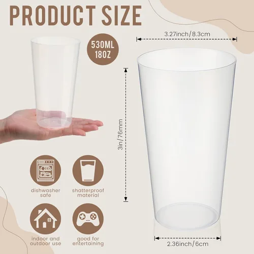 Miniatura 2 de Uiifan 54 vasos de plástico de 18 onzas reutilizables para vasos de verano, aptos para lavavajillas, apilables, irrompibles, grandes para cocina