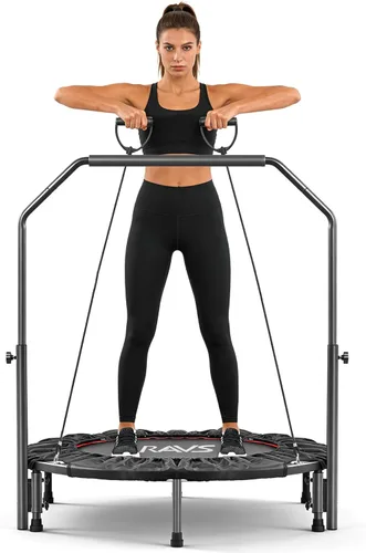 Mini trampolín plegable para adultos y niños de 40 pulgadas con barra de espuma ajustable para entrenamiento en interiores Negro oscuro