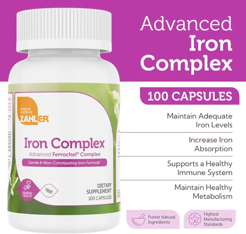 Miniatura 4 de Complejo de hierro Zahlers, suplemento de hierro para formación de sangre con Ferrochel, píldoras de hierro con vitamina C suaves para el estómago
