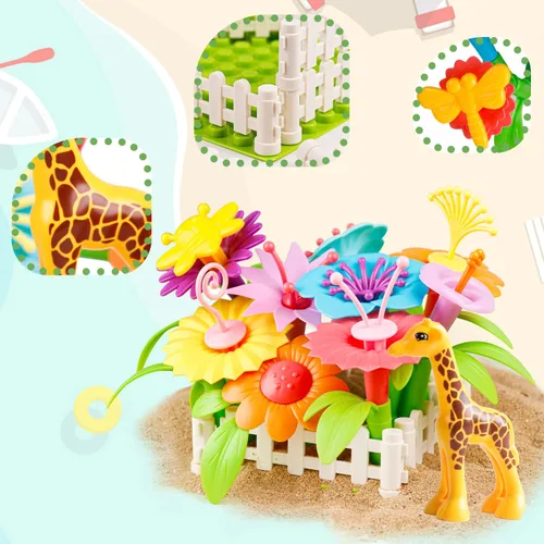 Miniatura 2 de Juguetes de construcción de jardín de flores para niñas pequeñas, juguetes de tallo para niños de 3, 4, 5, 6 años, actividades de aprendizaje