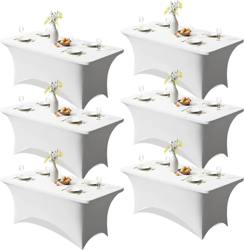 Miniatura 22 de Trlyc Paquete de 1 mantel rectangular de elastano de 4 pies – 48 x 30 pulgadas, resistente a las arrugas, para bodas, fiestas, banquetes, picnic